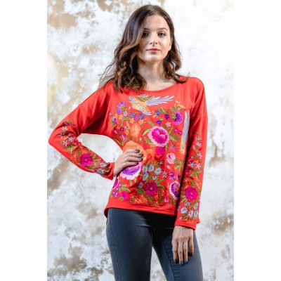 Embroidered sweatshirt "Fairy World" Red